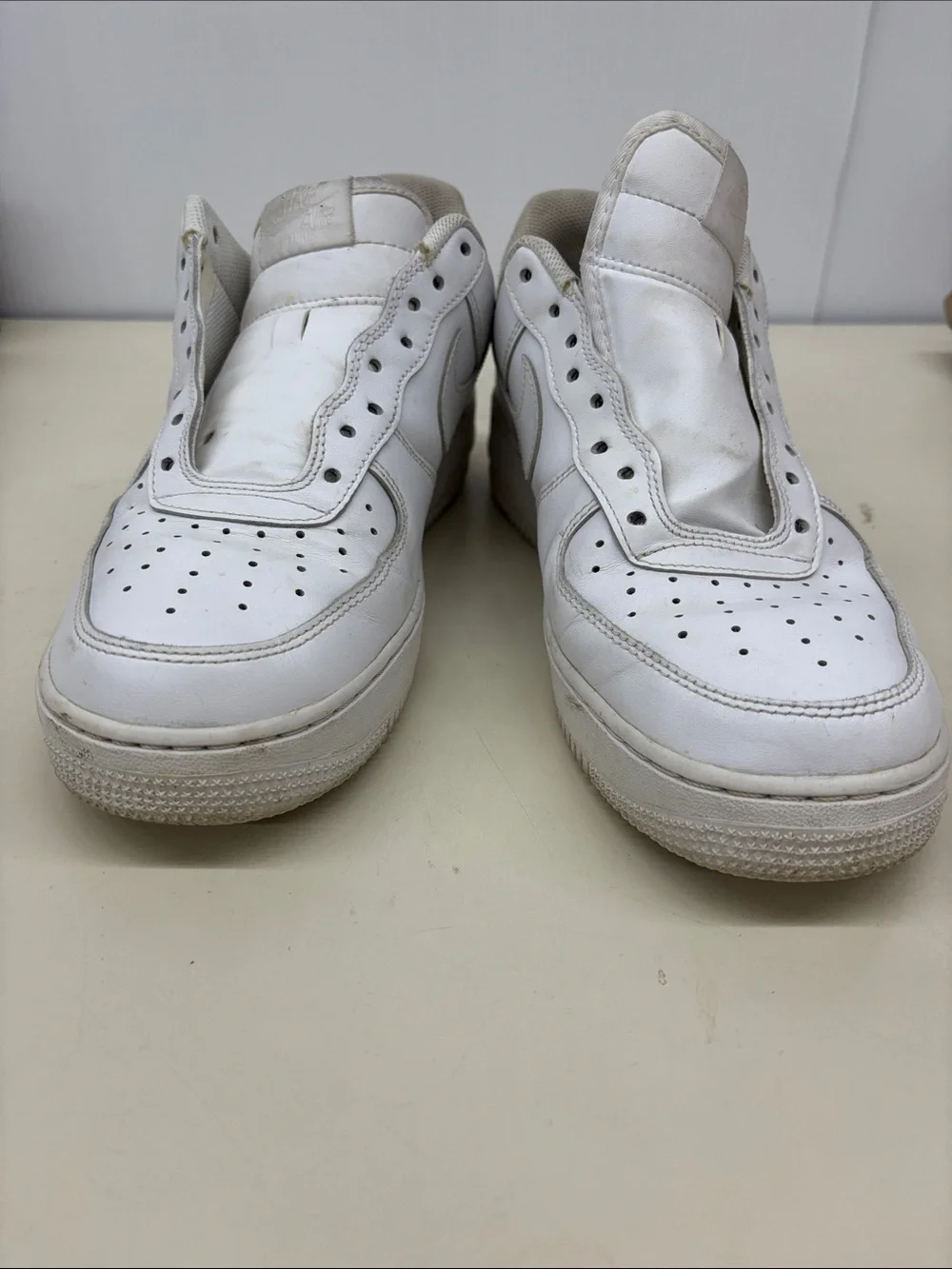 Nike White Low-Top Air Force 1s No Laces